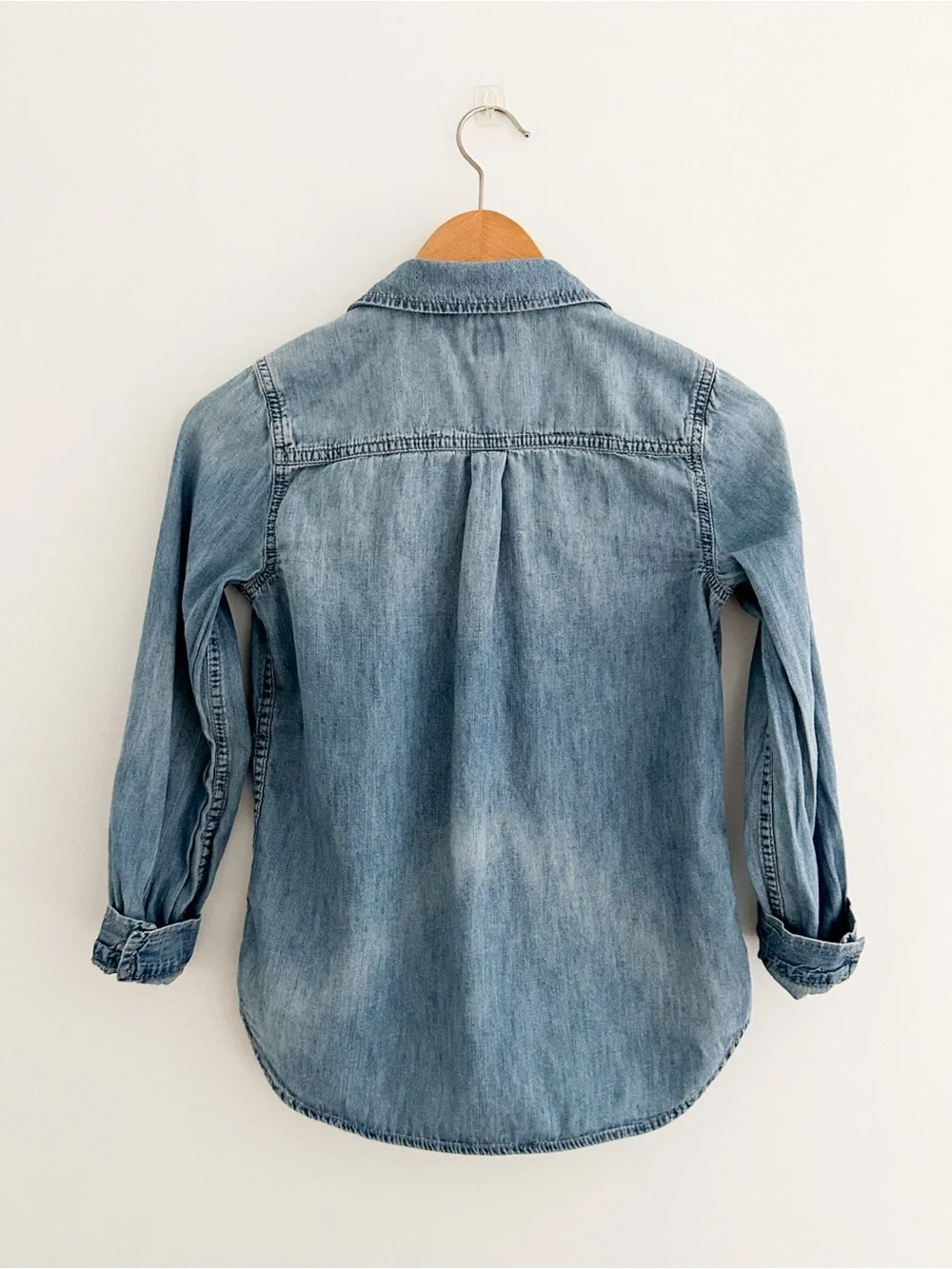 Gap Kids Chambray Denim Button Down Shirt Western Ranch Workwear Utility Size L